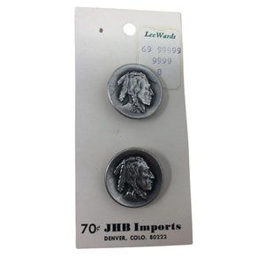 Vintage Indian Head Buttons - New on orig. Card
